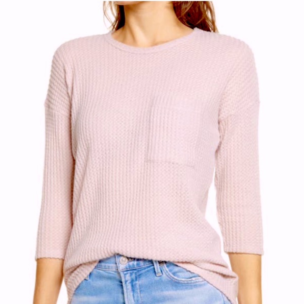 Bobeau Blush Pink Waffle Knit Thermal Pocket Tunic Top Sizes Medium or Large NEW